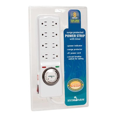 Hydrofarm Timer & Surge Protector w/ 8 Outlets 120V
